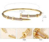 Stunning Gold Color Stainless Steel Zircon Open Nail Bolt Fashion Bracelet For Women
