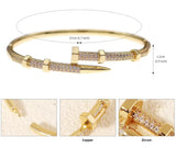 Stunning Gold Color Stainless Steel Zircon Open Nail Bolt Fashion Bracelet For Women