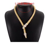 Gold Color Magnetic Textured Snake Wrap Choker Collar Necklace Fashion Jewelry