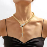 Gold Color Magnetic Textured Snake Wrap Choker Collar Necklace Fashion Jewelry