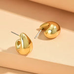 Thick Golden Water Drop Dupes Chunky Statement Stud Earrings for Women