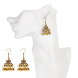 Antique Gold Filigree Design Classic Ethnic Jhumki Earrings for Girls & Women