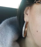 Elegant 50mm Round Circle Gold Silver Shiny Hoop Earrings Statement Hip Hop Fashion Jewelry For Women