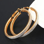 Elegant 50mm Round Circle Gold Silver Shiny Hoop Earrings Statement Hip Hop Fashion Jewelry For Women