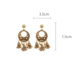 Antique Gold Ethnic Style Long Hollow Bell Tassel Traditional Jhumka Earrings