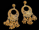Antique Gold Ethnic Style Long Hollow Bell Tassel Traditional Jhumka Earrings