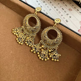 Antique Gold Ethnic Style Long Hollow Bell Tassel Traditional Jhumka Earrings