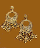 Antique Gold Ethnic Style Long Hollow Bell Tassel Traditional Jhumka Earrings