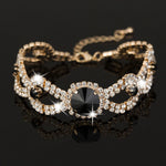Glamorous Black Crystal Link Chain Charm Bridal Fashion Jewelry Bracelet For Women