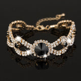 Glamorous Black Crystal Link Chain Charm Bridal Fashion Jewelry Bracelet For Women