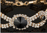 Glamorous Black Crystal Link Chain Charm Bridal Fashion Jewelry Bracelet For Women