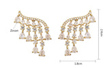 Luxury AAA Cubic Zirconia Golden Tassel Earrings Bridal Wedding Fashion Jewelry