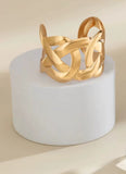Chunky Wide Gold-Tone Wide Lattice Wrap Criss-Cross Cuff Fashion Bangle Bracelet