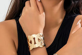 Chunky Wide Gold-Tone Wide Lattice Wrap Criss-Cross Cuff Fashion Bangle Bracelet