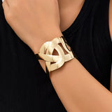 Chunky Wide Gold-Tone Wide Lattice Wrap Criss-Cross Cuff Fashion Bangle Bracelet