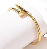 Modern Curved Sleek Heart Shaped Nail Cuff Gold Color Bangle Bracelet for Layering & Stacking