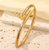 Modern Curved Sleek Heart Shaped Nail Cuff Gold Color Bangle Bracelet for Layering & Stacking