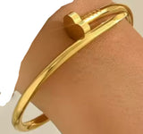 Modern Curved Sleek Heart Shaped Nail Cuff Gold Color Bangle Bracelet for Layering & Stacking