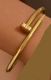 Modern Curved Sleek Heart Shaped Nail Cuff Gold Color Bangle Bracelet for Layering & Stacking