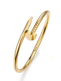 Modern Curved Sleek Heart Shaped Nail Cuff Gold Color Bangle Bracelet for Layering & Stacking