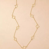 Elegant Jewelry Gold Color Hollow Out Clover Pendant Long Chain Fashion Necklace