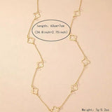 Elegant Jewelry Gold Color Hollow Out Clover Pendant Long Chain Fashion Necklace