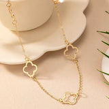 Elegant Jewelry Gold Color Hollow Out Clover Pendant Long Chain Fashion Necklace