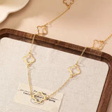 Elegant Jewelry Gold Color Hollow Out Clover Pendant Long Chain Fashion Necklace