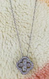 Radiant CZ Four-Leaf Clover Silver Chain Pendant Women Fashion Jewelry Necklace