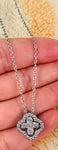 Radiant CZ Four-Leaf Clover Silver Chain Pendant Women Fashion Jewelry Necklace
