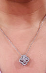 Radiant CZ Four-Leaf Clover Silver Chain Pendant Women Fashion Jewelry Necklace