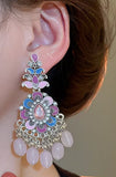 Ethnic Multi-Color Pastel Beads Tassel Boho Long Chandelier Fashion Earrings