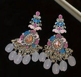 Ethnic Multi-Color Pastel Beads Tassel Boho Long Chandelier Fashion Earrings