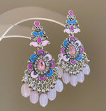 Ethnic Multi-Color Pastel Beads Tassel Boho Long Chandelier Fashion Earrings