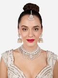White Pearl Kundan Indian Bridal Choker Necklace Jhumkas & Maang Tikka Jewel Set