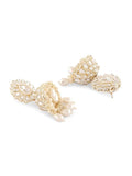 White Pearl Kundan Indian Bridal Choker Necklace Jhumkas & Maang Tikka Jewel Set