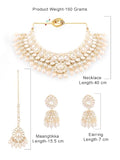 White Pearl Kundan Indian Bridal Choker Necklace Jhumkas & Maang Tikka Jewel Set