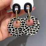 Geometric Leopard Print Round Drop Versatile Hoop Earrings For Women Fashion Jewelry
