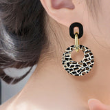 Geometric Leopard Print Round Drop Versatile Hoop Earrings For Women Fashion Jewelry