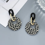 Geometric Leopard Print Round Drop Versatile Hoop Earrings For Women Fashion Jewelry