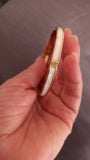 Women Layering Fashion Inlaid Zircon White Enamel Chic Gold Cuff Bracelet Bangle