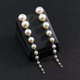 Long Statement Drop Shoulder-Duster Faux Pearl Chain Fashion Jewelry Earrings