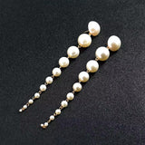 Long Statement Drop Shoulder-Duster Faux Pearl Chain Fashion Jewelry Earrings