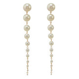 Long Statement Drop Shoulder-Duster Faux Pearl Chain Fashion Jewelry Earrings