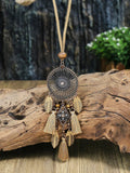 Punk Style Women Fashion Wheel Pendant Multi Tassel Long Sweater Chain Necklace