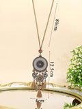 Punk Style Women Fashion Wheel Pendant Multi Tassel Long Sweater Chain Necklace