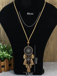 Punk Style Women Fashion Wheel Pendant Multi Tassel Long Sweater Chain Necklace