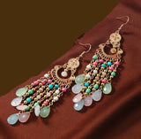 Bohemian Style Multi-Color Pastel Beads Tassel Boho Long Chandelier Fashion Earrings