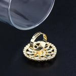 Elegant Multi Color Crystal Adjustable Ethnic Style Big Finger Ring For Women Free Size