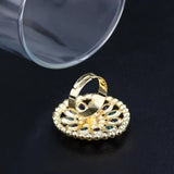 Elegant Multi Color Crystal Adjustable Ethnic Style Big Finger Ring For Women Free Size